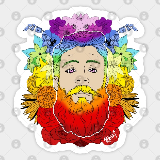 Bearded Floral Pride Sticker by RobskiArt